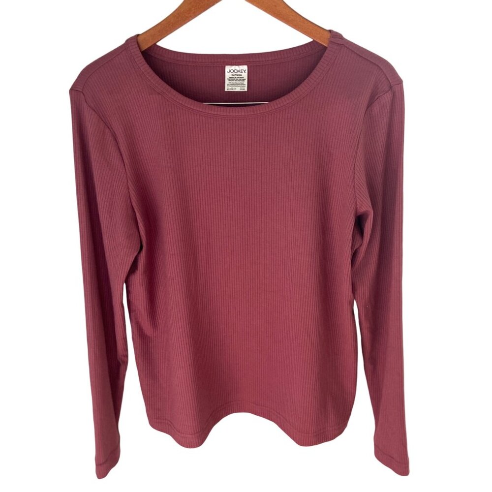 Jockey Women's Long Sleeve Mauve Top Round Neck Super Soft Size XL